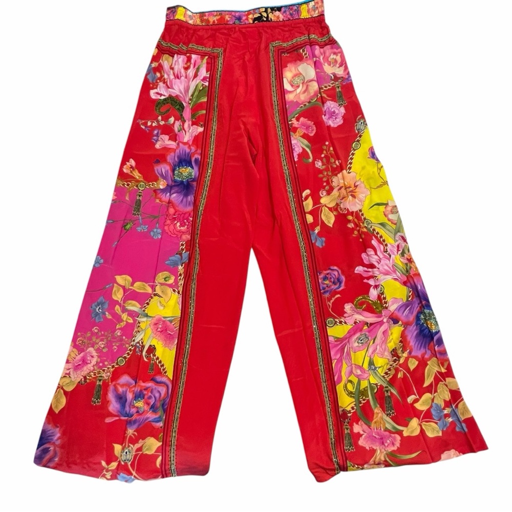 new The Beetles Pink Purple Floral Wide Straight Leg Pants - Picture 12 of 17